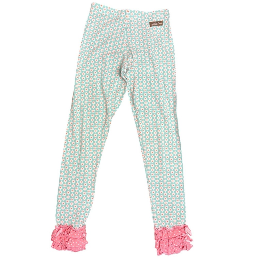 Matilda Jane Dance With Me Ruffle Leggings Girls Size 10 Floral Mint Pink
